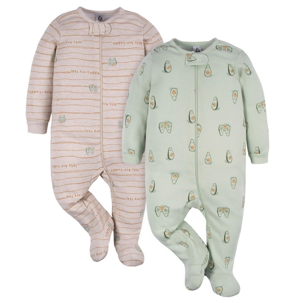 Gerber Avocado Print Baby One Piece Pajamas